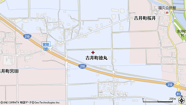 〒839-1302 福岡県うきは市吉井町徳丸の地図