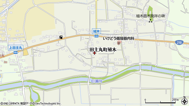 〒839-1204 福岡県久留米市田主丸町殖木の地図