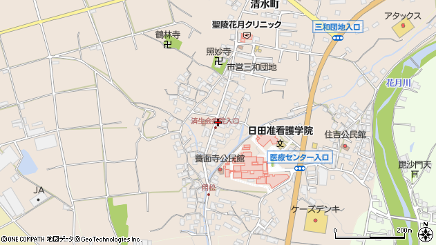 〒877-1232 大分県日田市清水町の地図
