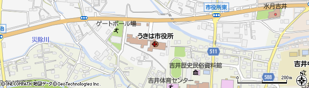 福岡県うきは市周辺の地図
