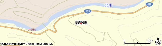 高知県梼原町（高岡郡）影野地周辺の地図