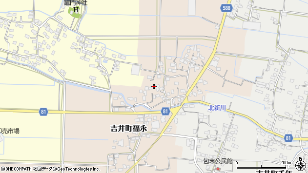〒839-1305 福岡県うきは市吉井町福永の地図