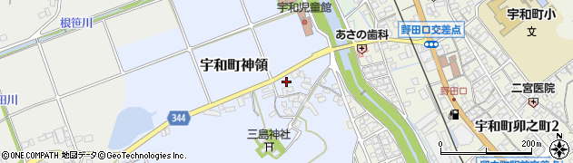 愛媛県西予市宇和町神領周辺の地図