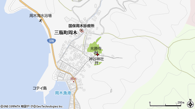 〒796-0901 愛媛県西予市三瓶町周木の地図