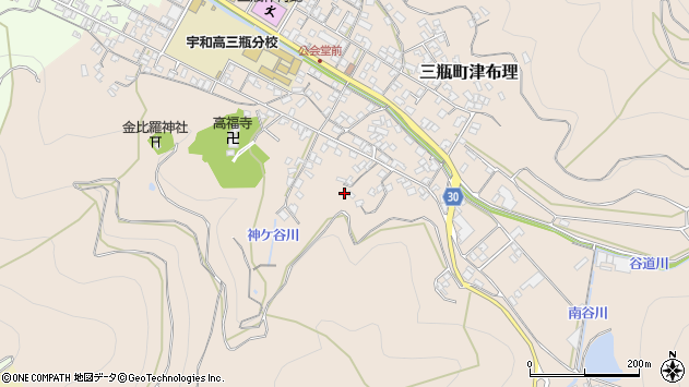 〒796-0908 愛媛県西予市三瓶町津布理の地図
