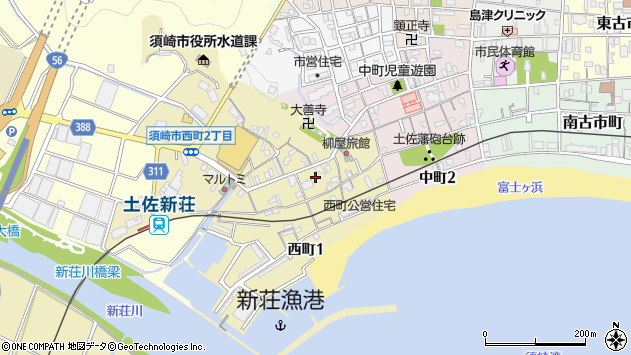 〒785-0009 高知県須崎市西町の地図