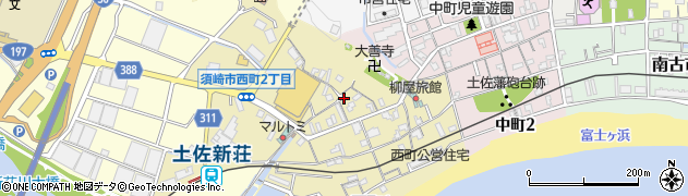 高知県須崎市西町周辺の地図