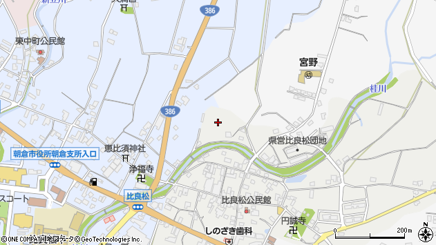 〒838-1303 福岡県朝倉市比良松の地図