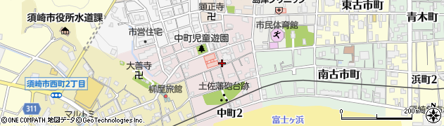高知県須崎市中町周辺の地図