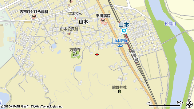 〒847-0002 佐賀県唐津市山本の地図