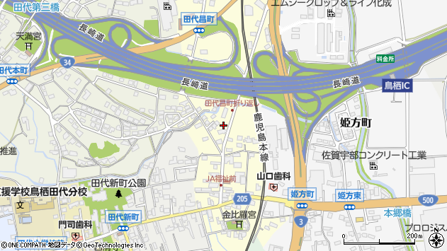 〒841-0012 佐賀県鳥栖市田代昌町の地図