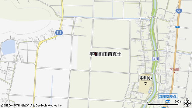 〒797-0032 愛媛県西予市宇和町田苗真土の地図