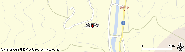 高知県梼原町（高岡郡）宮野々周辺の地図