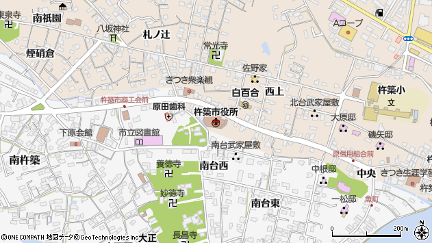 〒873-0000 大分県杵築市（以下に掲載がない場合）の地図