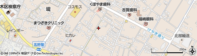 福岡県朝倉市堤周辺の地図