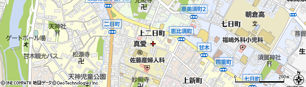 福岡県朝倉市上二日町周辺の地図