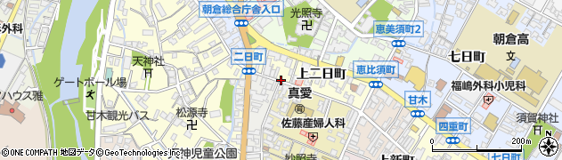 福岡県朝倉市上二日町1596周辺の地図