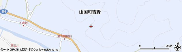 大分県中津市山国町吉野周辺の地図