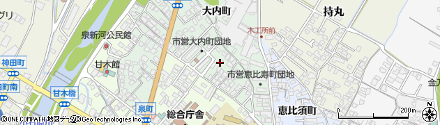 福岡県朝倉市大内町周辺の地図