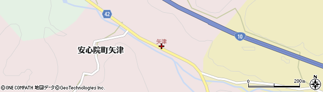矢津周辺の地図