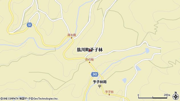 〒797-1505 愛媛県大洲市肱川町予子林の地図