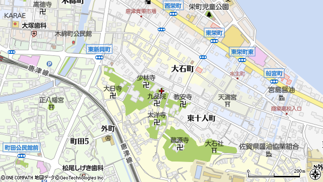 〒847-0067 佐賀県唐津市十人町の地図