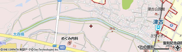 福岡県小郡市津古周辺の地図