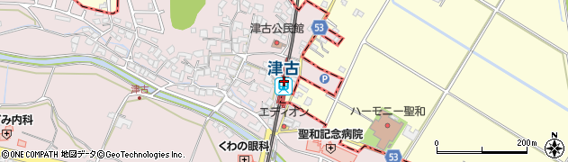 津古駅周辺の地図