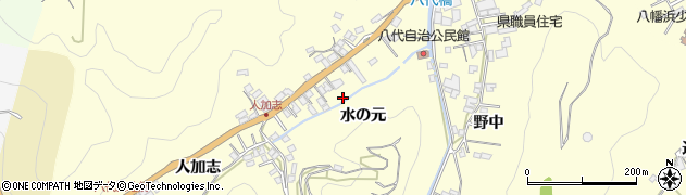 愛媛県八幡浜市八代（水の元）周辺の地図