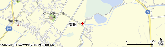 福岡県筑前町（朝倉郡）栗田周辺の地図
