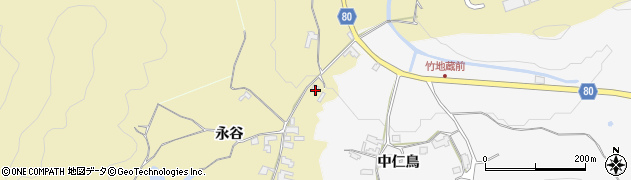 福岡県朝倉市永谷1185周辺の地図