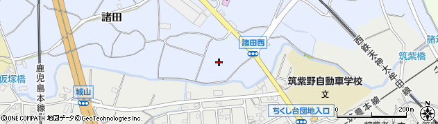 福岡県筑紫野市諸田周辺の地図