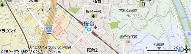 福岡県筑紫野市桜台周辺の地図