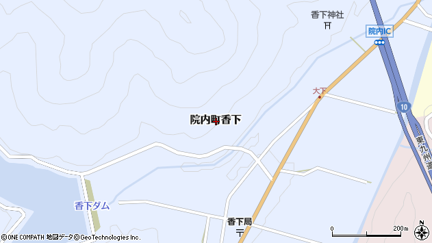 〒872-0311 大分県宇佐市院内町香下の地図