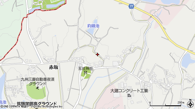 〒838-0222 福岡県朝倉郡筑前町赤坂の地図