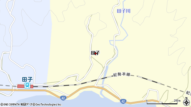 〒649-3522 和歌山県東牟婁郡串本町田子の地図