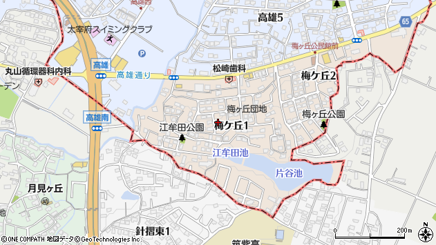 〒818-0123 福岡県太宰府市梅ケ丘の地図