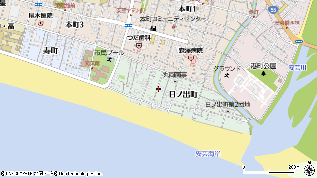 〒784-0006 高知県安芸市日ノ出町の地図