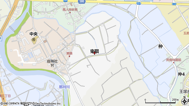 〒811-1243 福岡県那珂川市東隈の地図