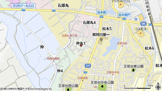 〒811-1256 福岡県那珂川市仲丸の地図