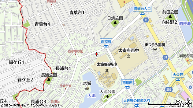 〒818-0136 福岡県太宰府市長浦台の地図