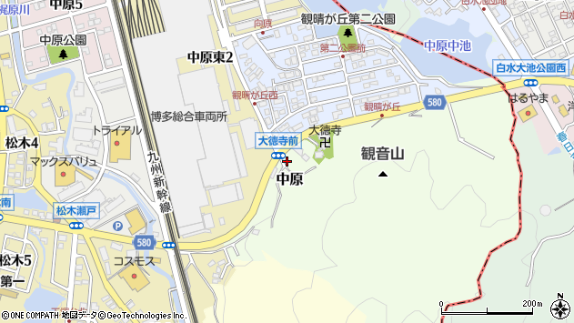 〒811-1213 福岡県那珂川市中原の地図