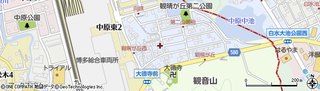 福岡県那珂川市観晴が丘周辺の地図