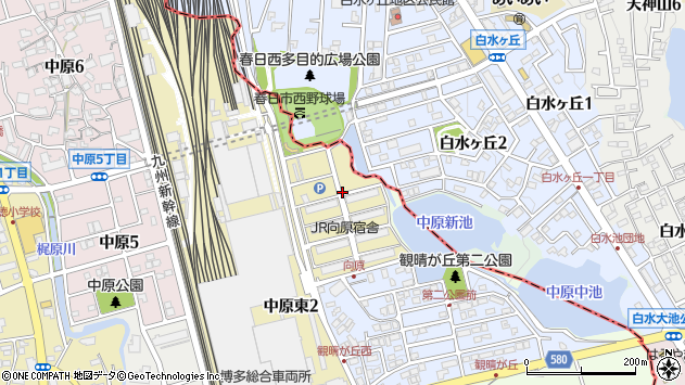 〒811-1214 福岡県那珂川市中原東の地図