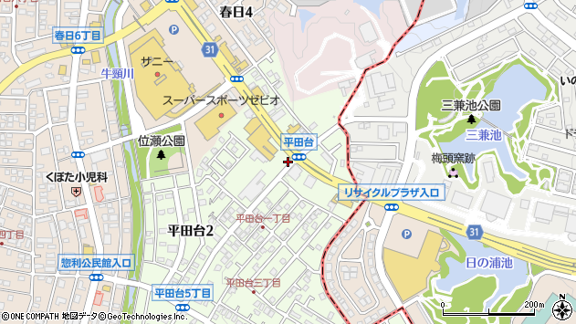 〒816-0812 福岡県春日市平田台の地図