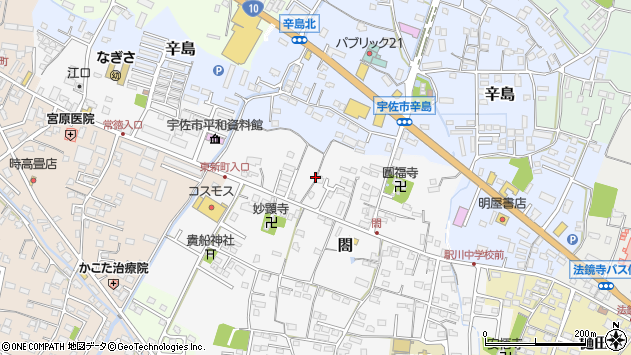〒879-0455 大分県宇佐市閤の地図
