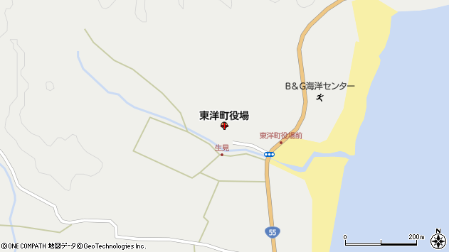 〒781-7300 高知県安芸郡東洋町（以下に掲載がない場合）の地図
