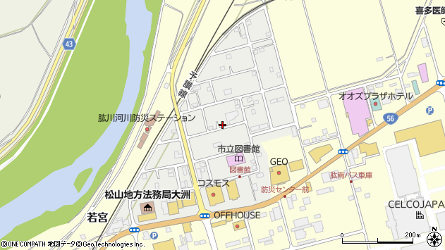 〒795-0065 愛媛県大洲市東若宮の地図