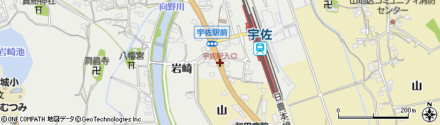 宇佐駅入口周辺の地図