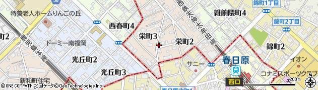 カギの１１０番　大野城市栄町受付周辺の地図